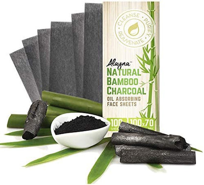 TM Oil Blotting Sheets for Face Natural Bamboo Charcoal Paper Oily Skin Absorbing Tissues Beauty Blotters Remove Excess Shine Organic Blot Papers Facial Make up & Care 1 Pack